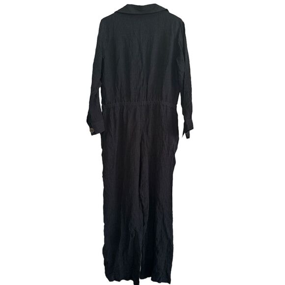 Soft Surroundings Cannes Black Crinkle Gauze Jumpsuit - Picture 4 of 8